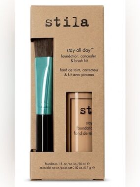Stila Beige Liquid Foundation, Concealer and Brush Set in Dark NIB